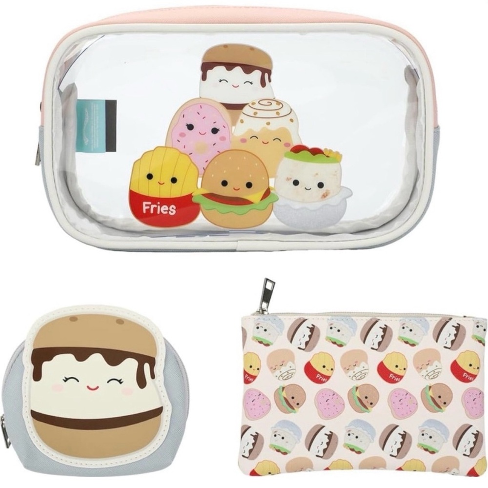 Bioworld Squishmallows Food Squad Travel Cosmetic Bags (Set of 3)